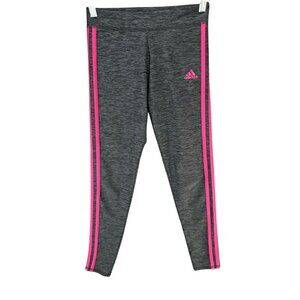 Adidas Leggings Youth Girls L 14 Black Heather Pink 3 Stripe Active Athletic‎